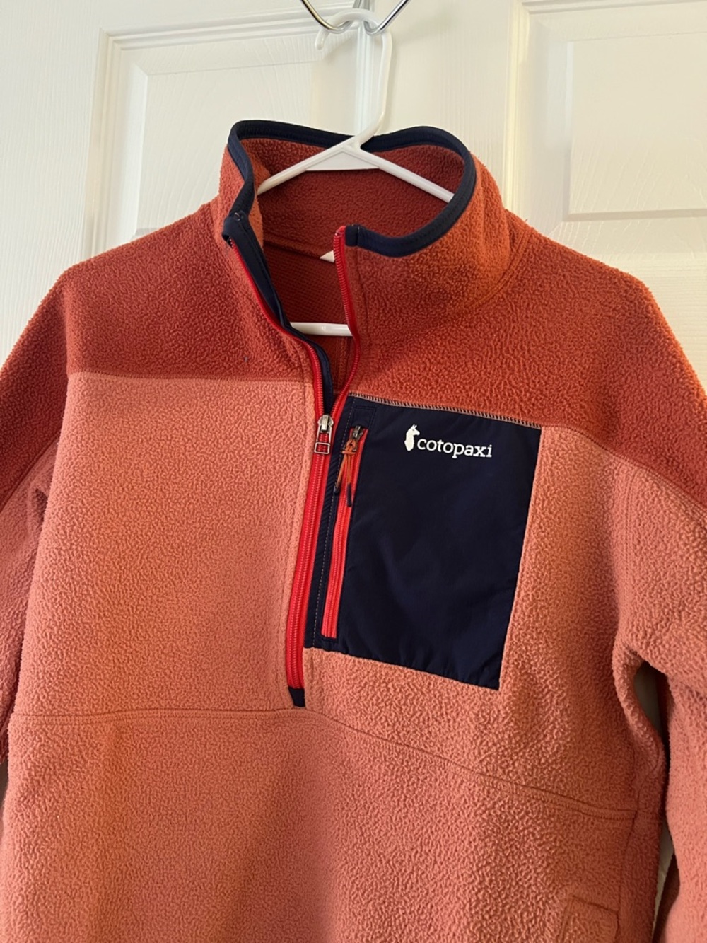 cotopaxi Coral Half-Zip Fleece with Navy Chest Pocket